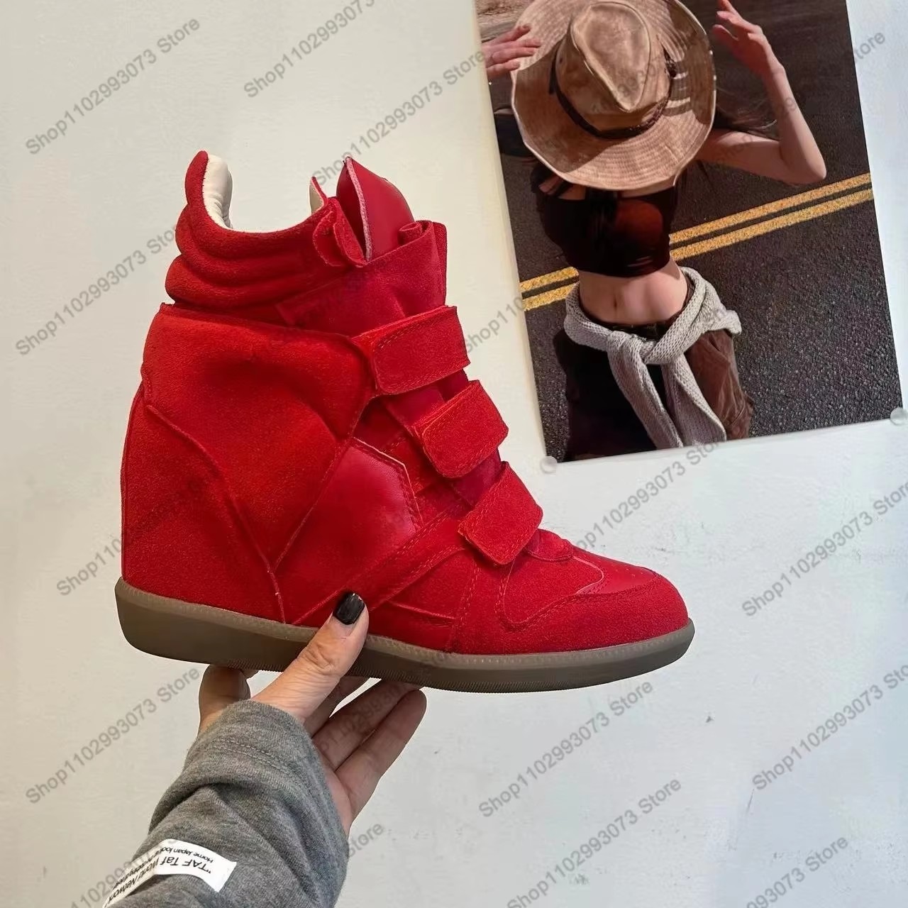 Women Hidden Wedge Heel High‑T - Velcro Hook Loop review and price